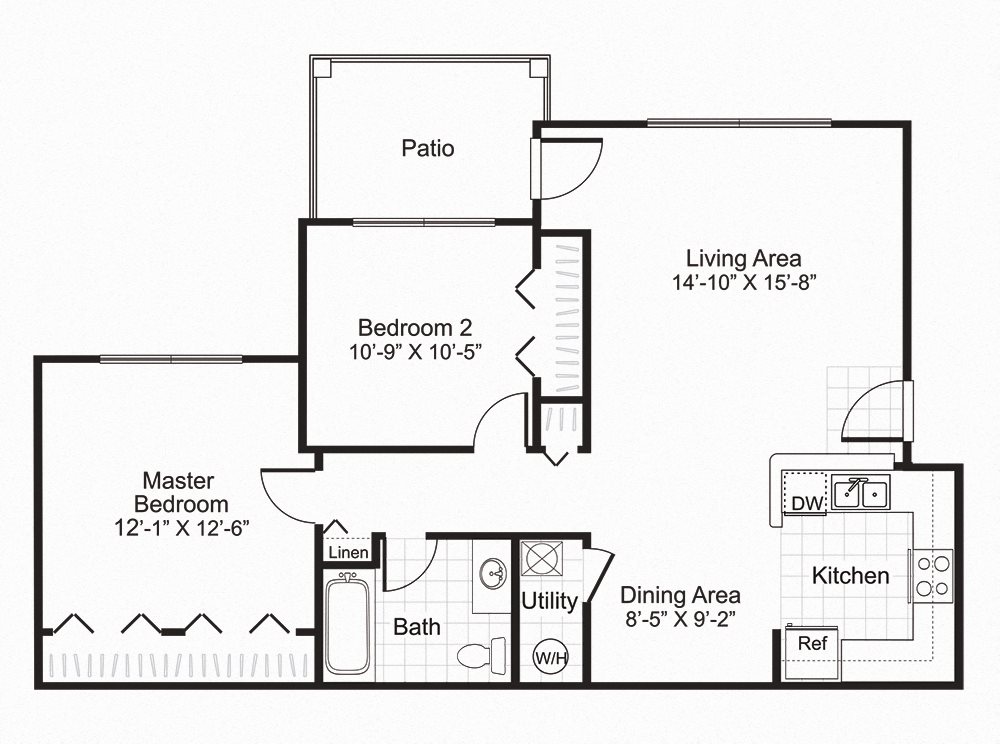 B1 Ardenne Apartments 2 bed 1 bath 834 sqft with patio/balcony